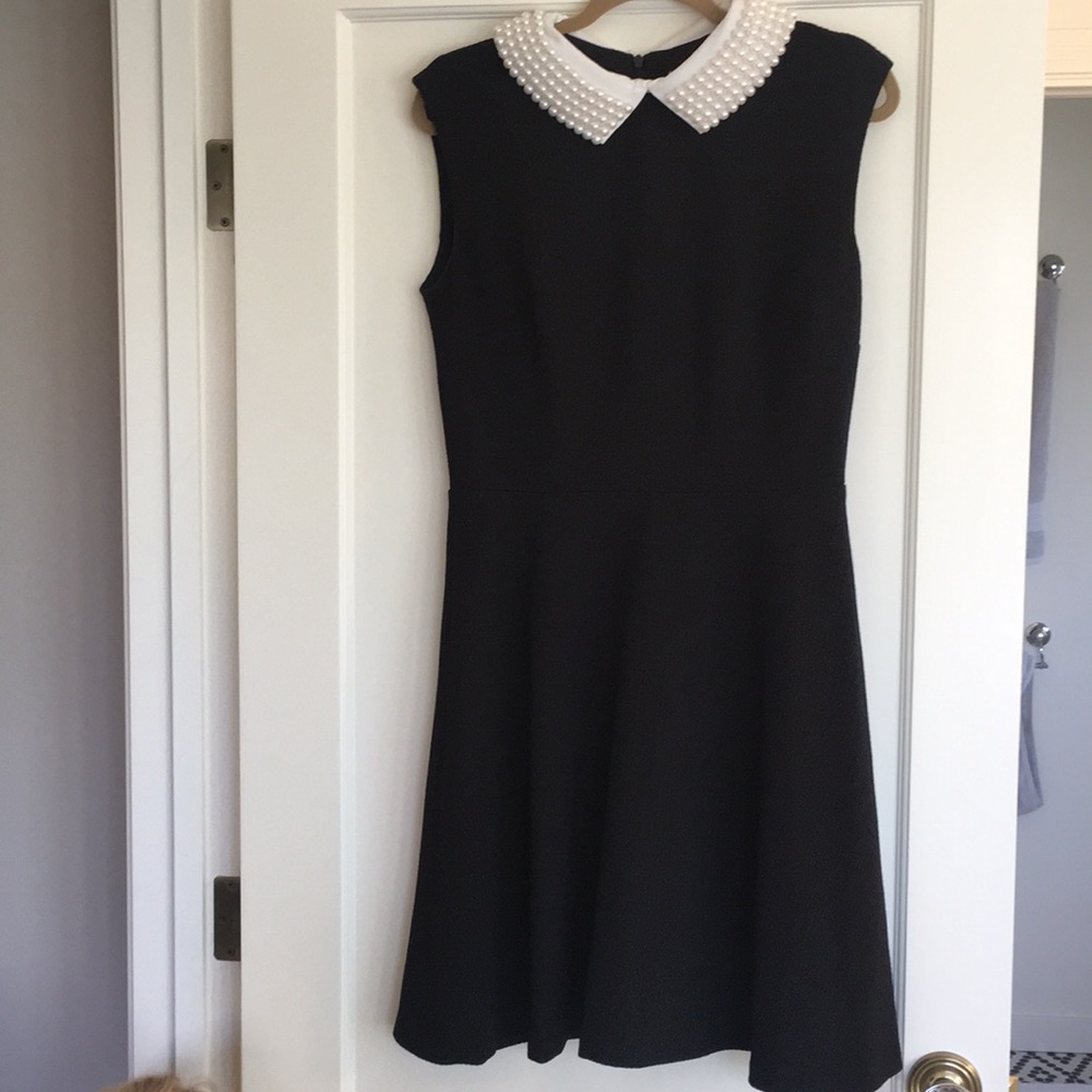 Capped sleeve collared flare dress